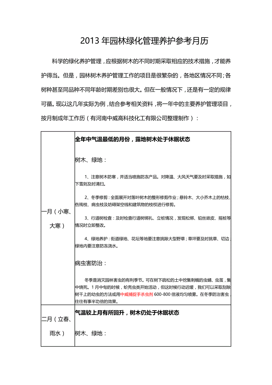 2013年园林绿化管理养护参考月历.docx_第1页