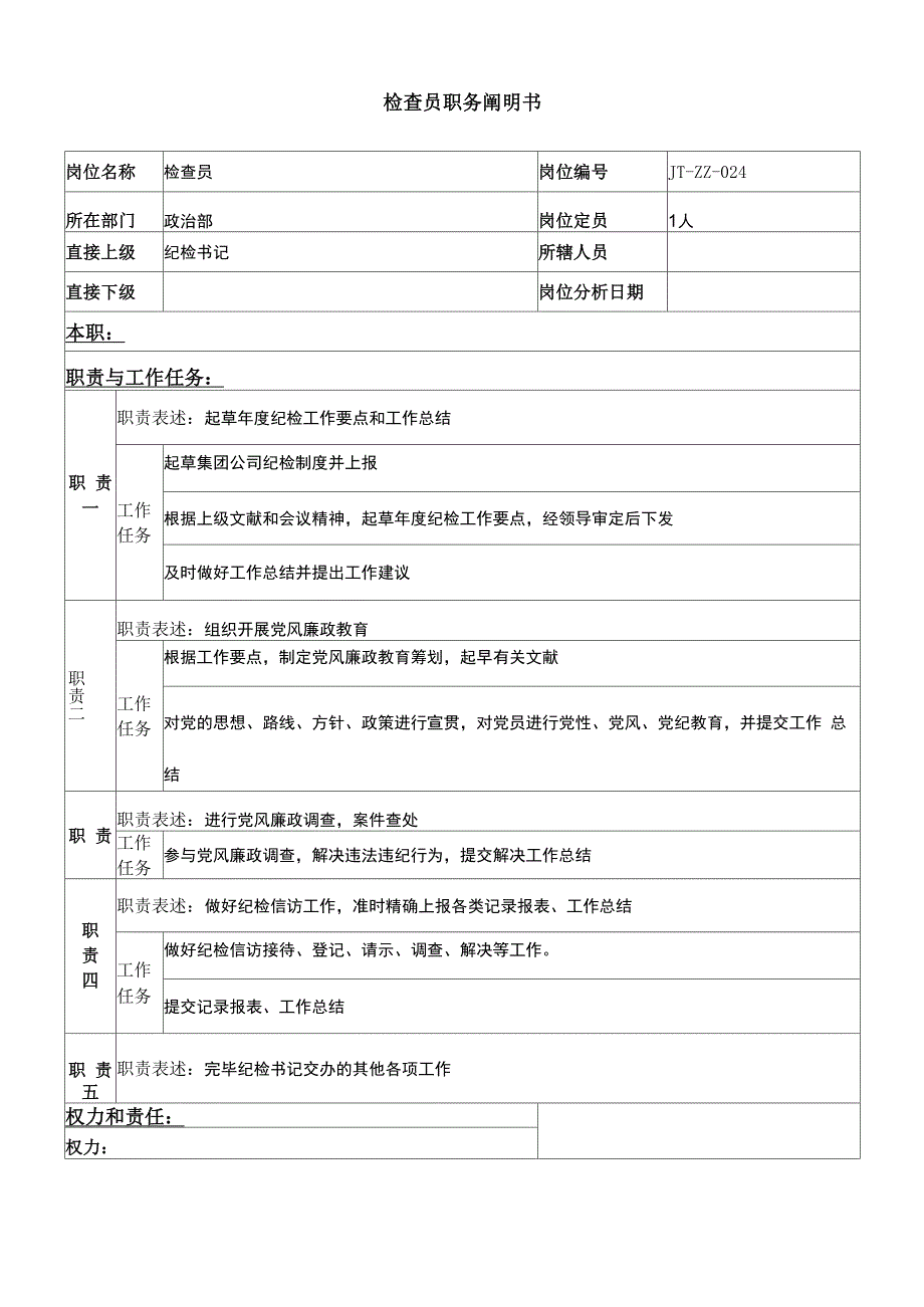 检查员岗位专项说明书_第1页