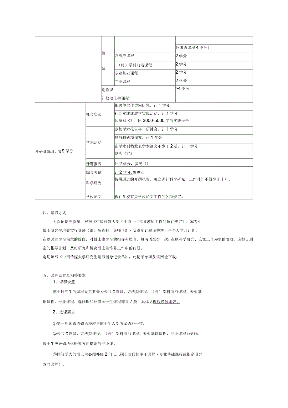 中国传媒大学文艺学博士研究生培养方案_第3页