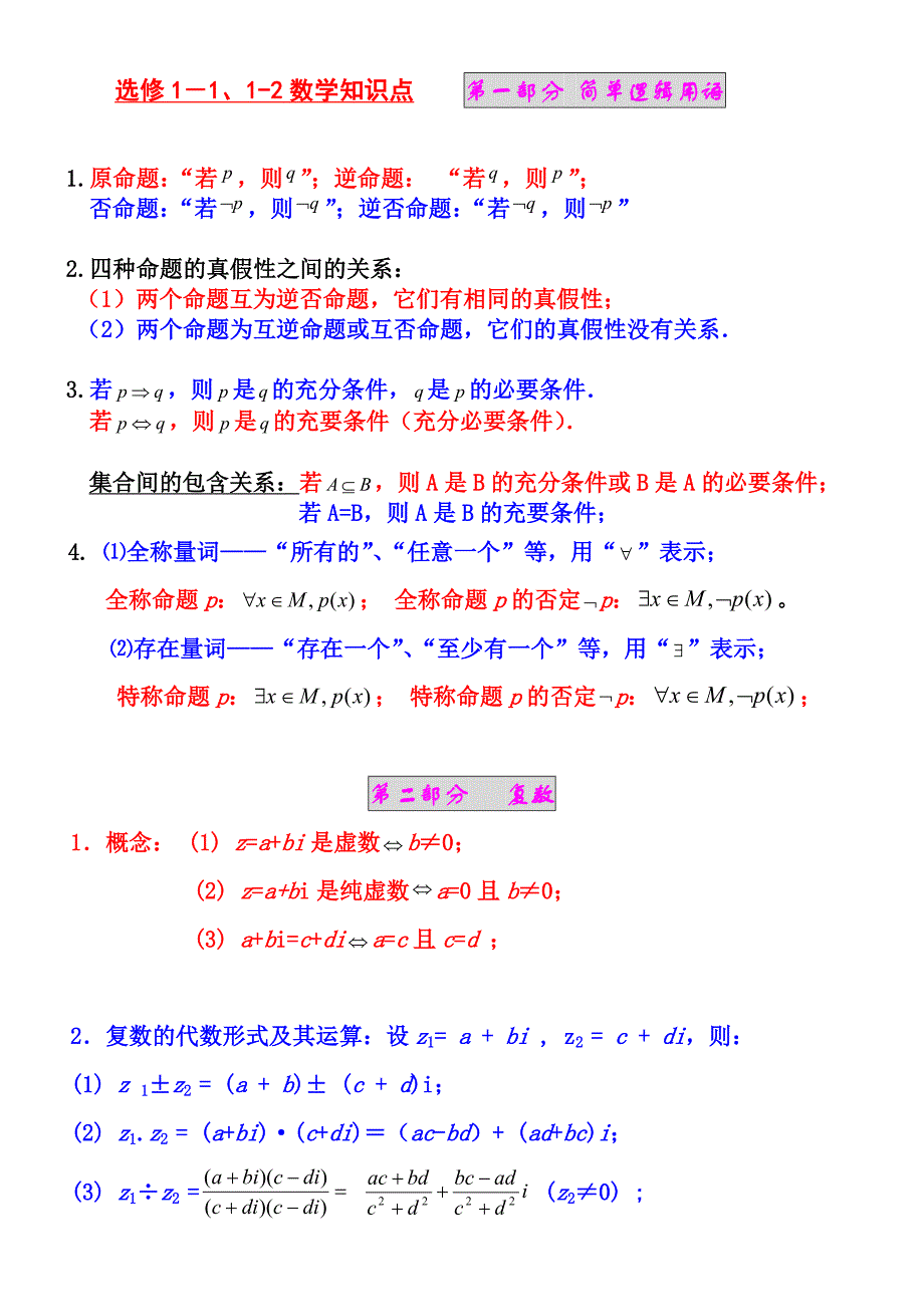 高中数学选修1-1、1-2、4-1、4-4知识点归纳.doc_第1页