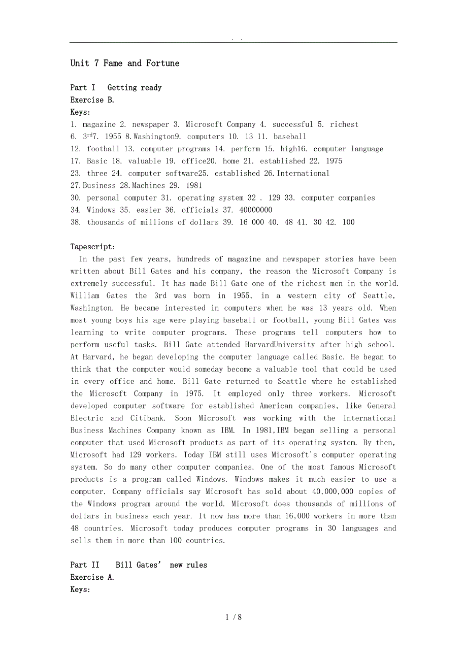 课文听力文本-Unit-7-Fame-and-Fortune_第1页