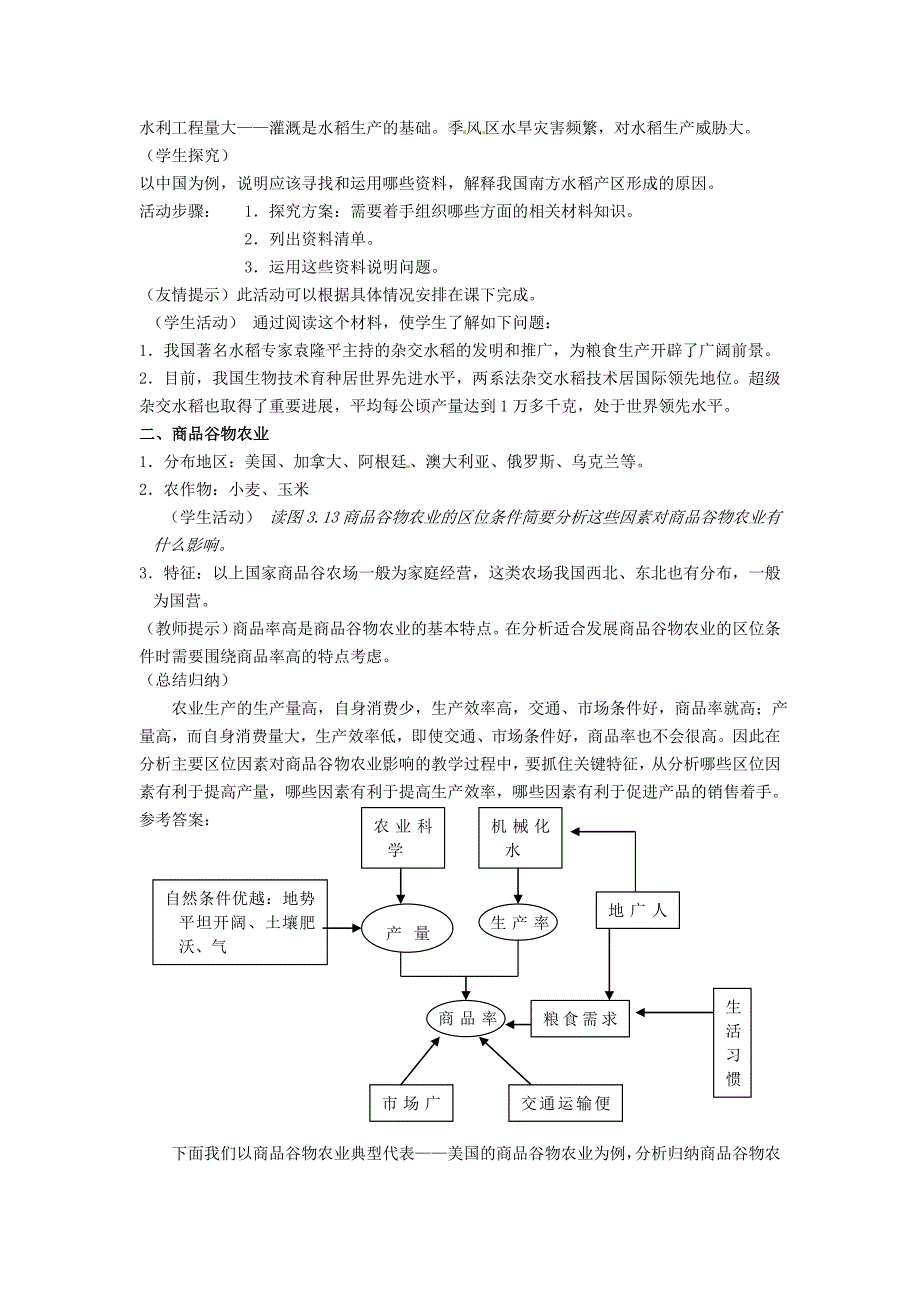 精品江苏省江阴市成化高级中学高中地理 3.2以种植业为主的农业地域类型教案 新人教版必修2_第3页