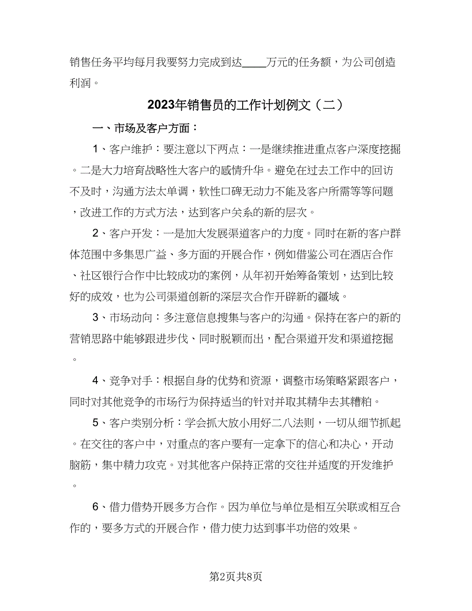 2023年销售员的工作计划例文（四篇）.doc_第2页