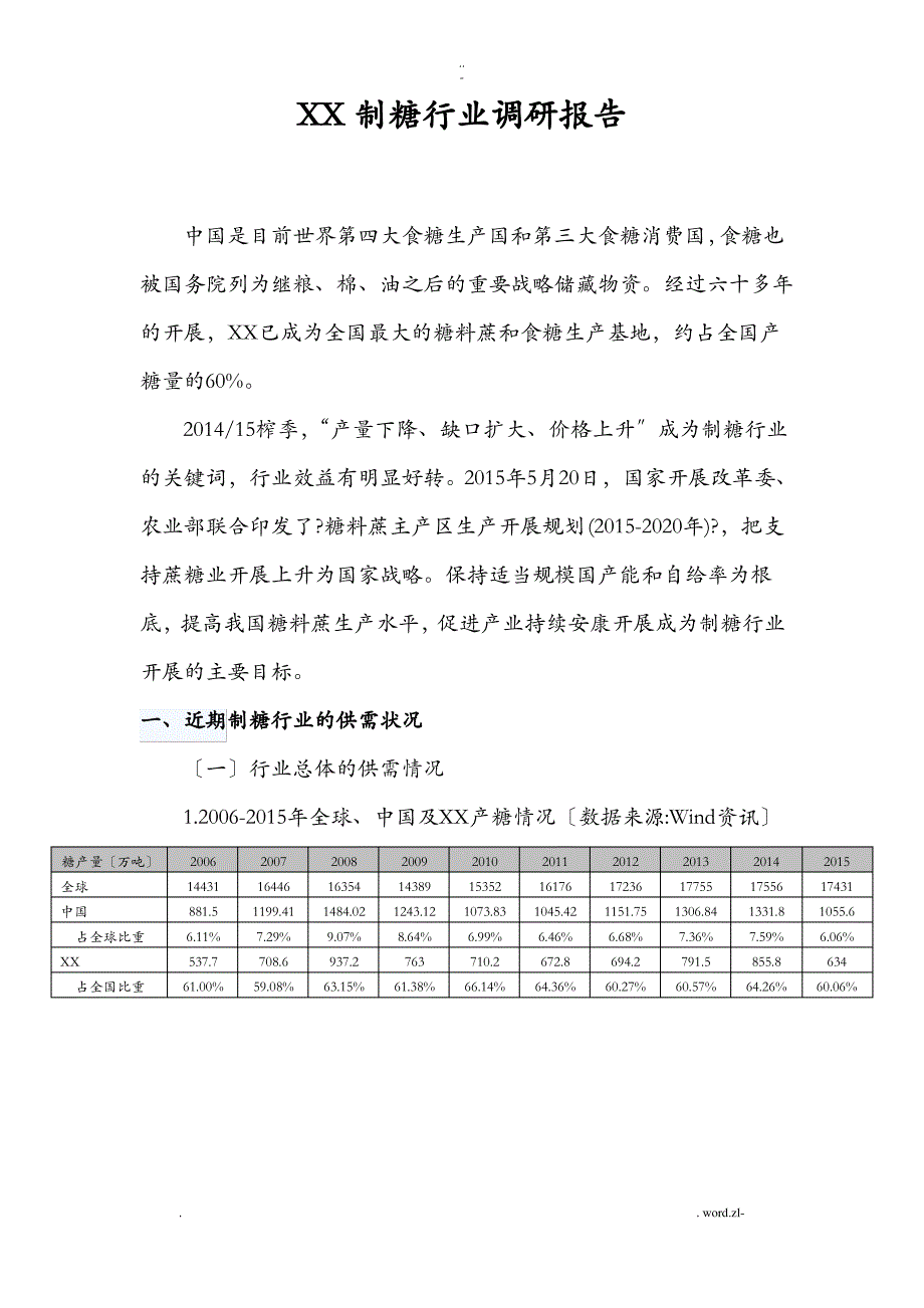 制糖行业调研报告_第1页