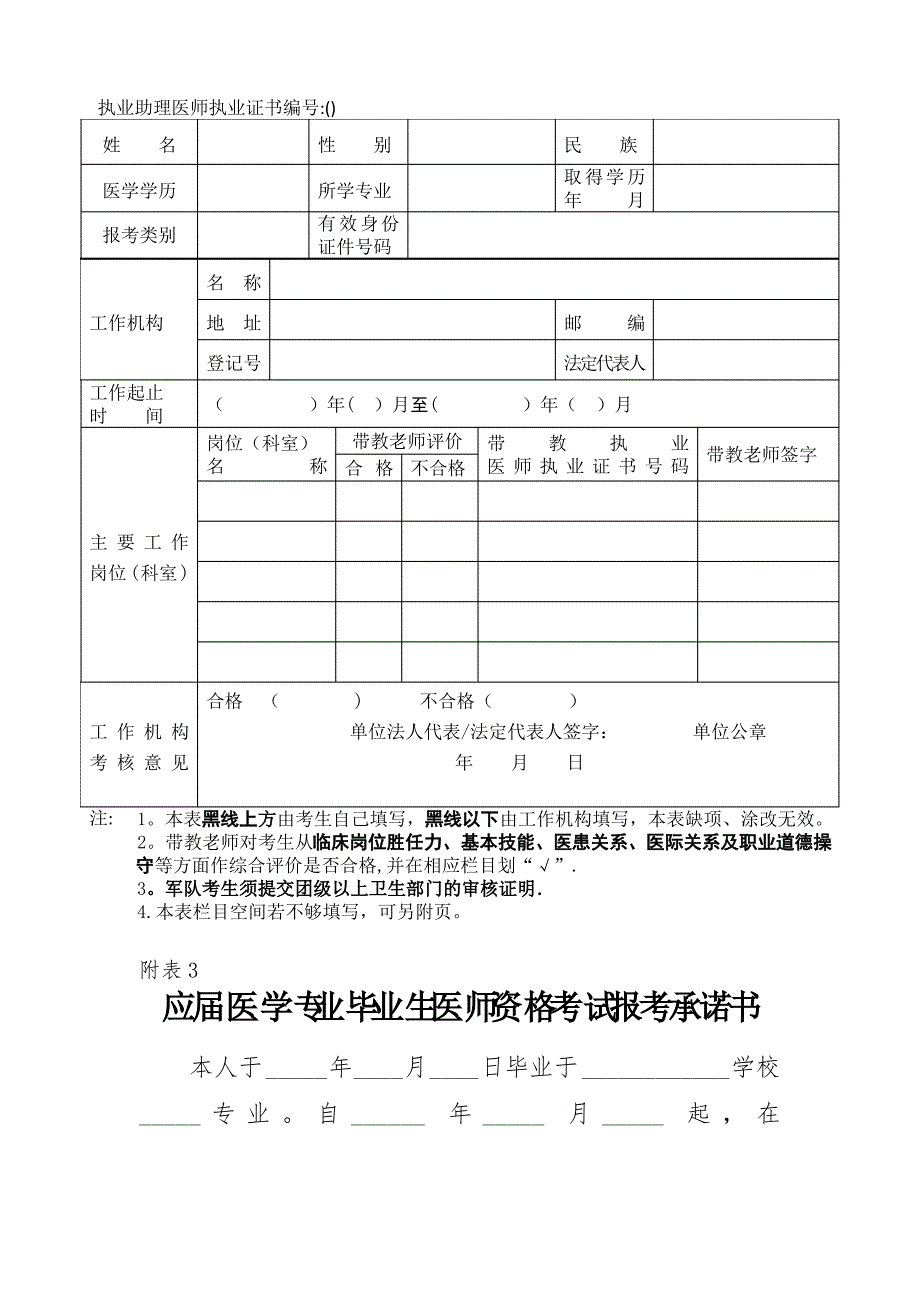 医师资格考试试用期考核证明(填写模板)_第2页