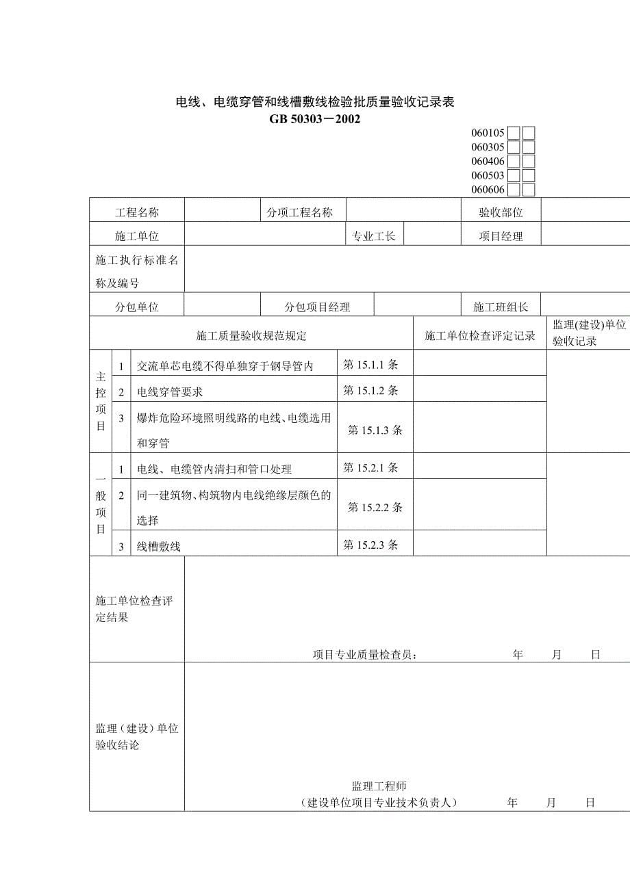 建筑电气工程检验批质量验收记录表_第5页