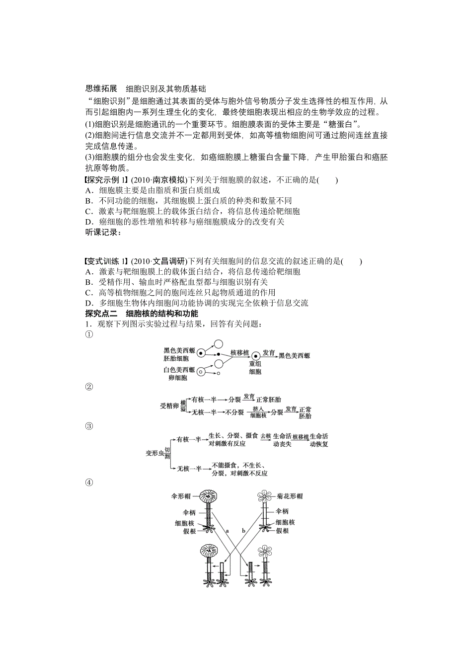 第二单元学案5细胞膜——系统的边界细胞核——系统的控制中心_第3页