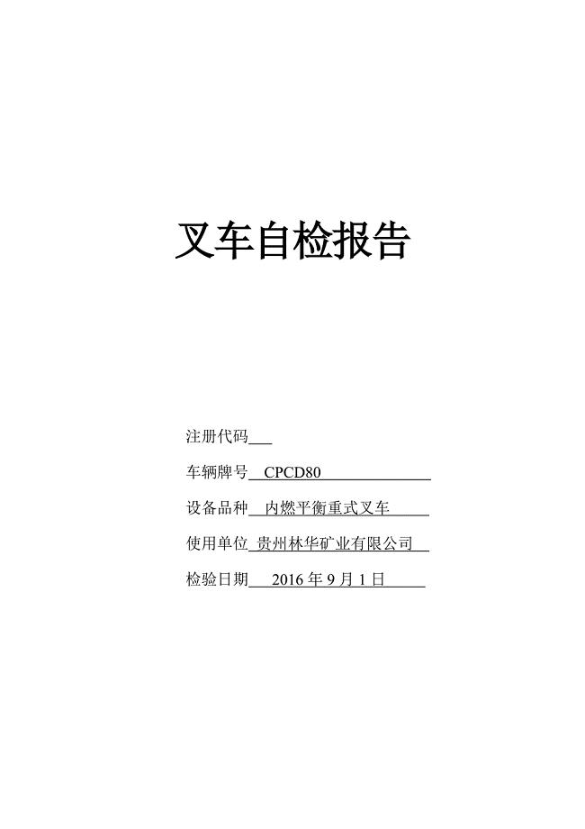 叉车自检自查报告