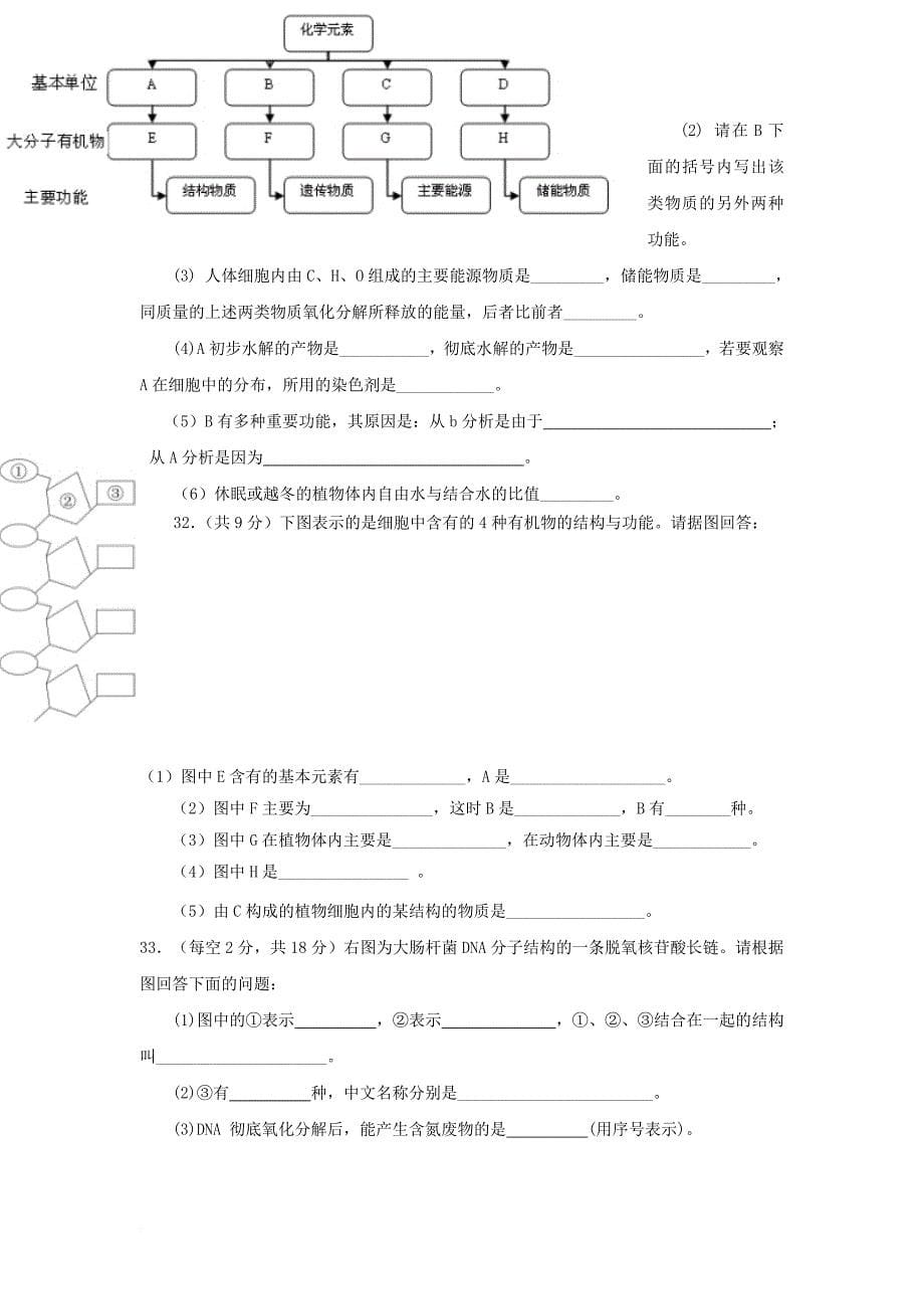 山东省桓台县高一生物上学期第一次9月月考试题_第5页