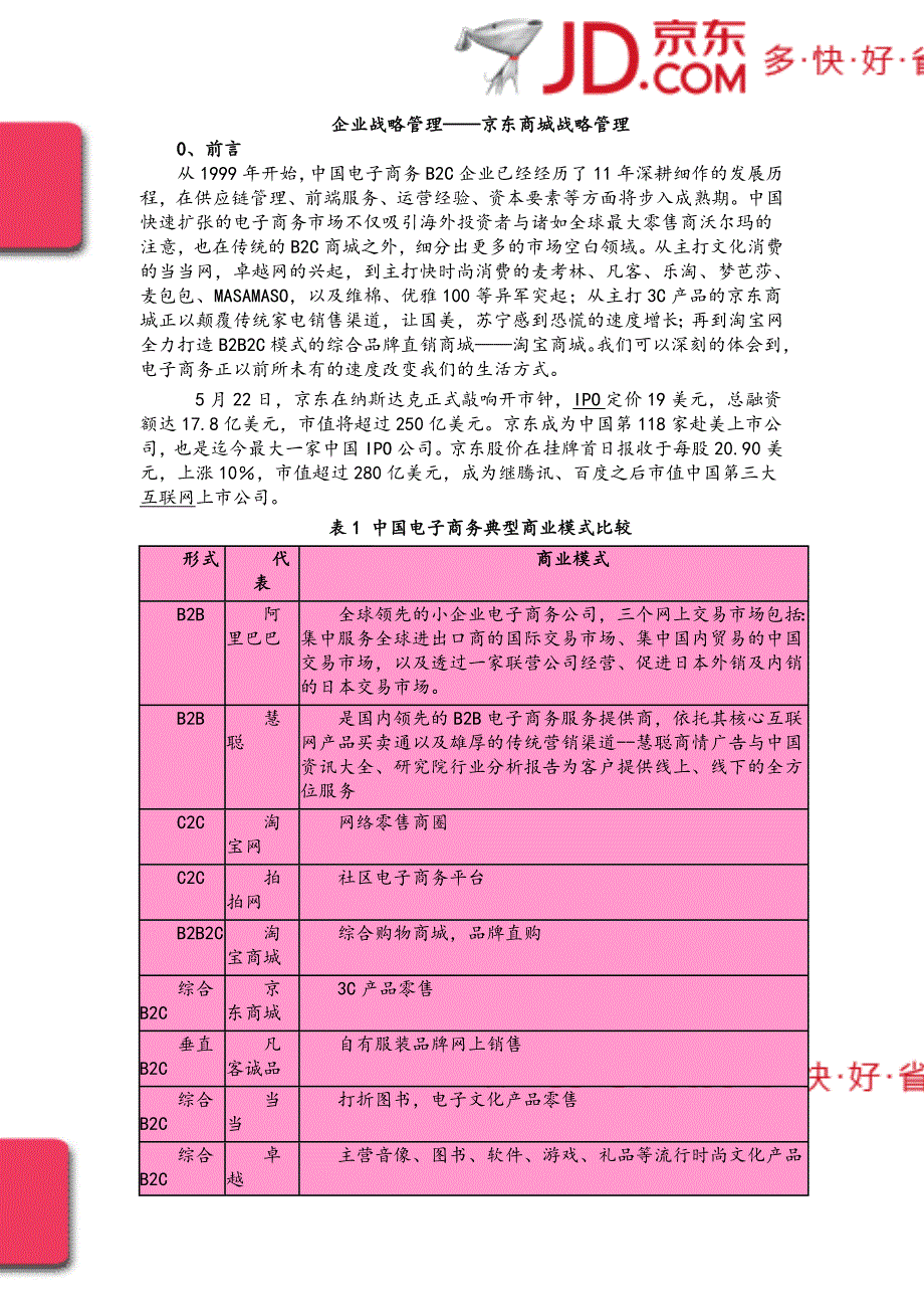 企业战略分析——京东商城_第1页