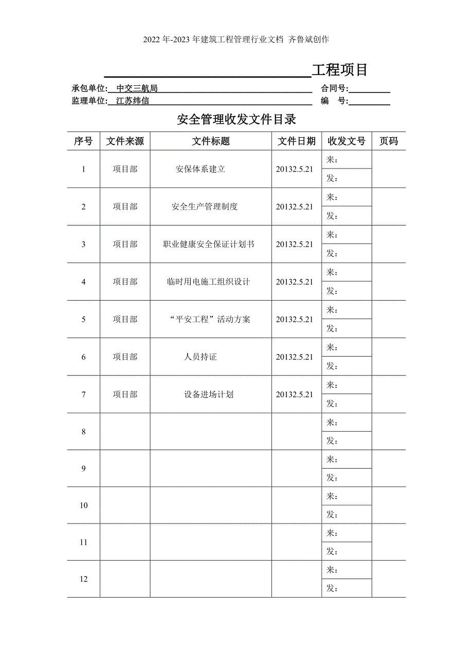 安全管理用表(施工单位)_第1页