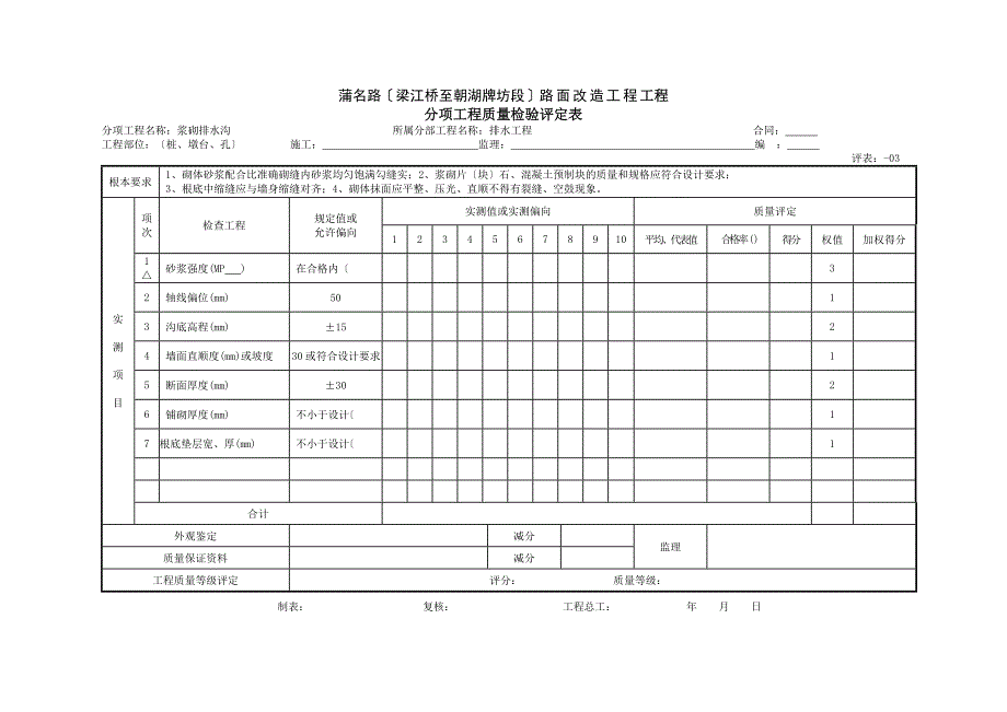 公路工程分项工程质量检验评定表格_第4页