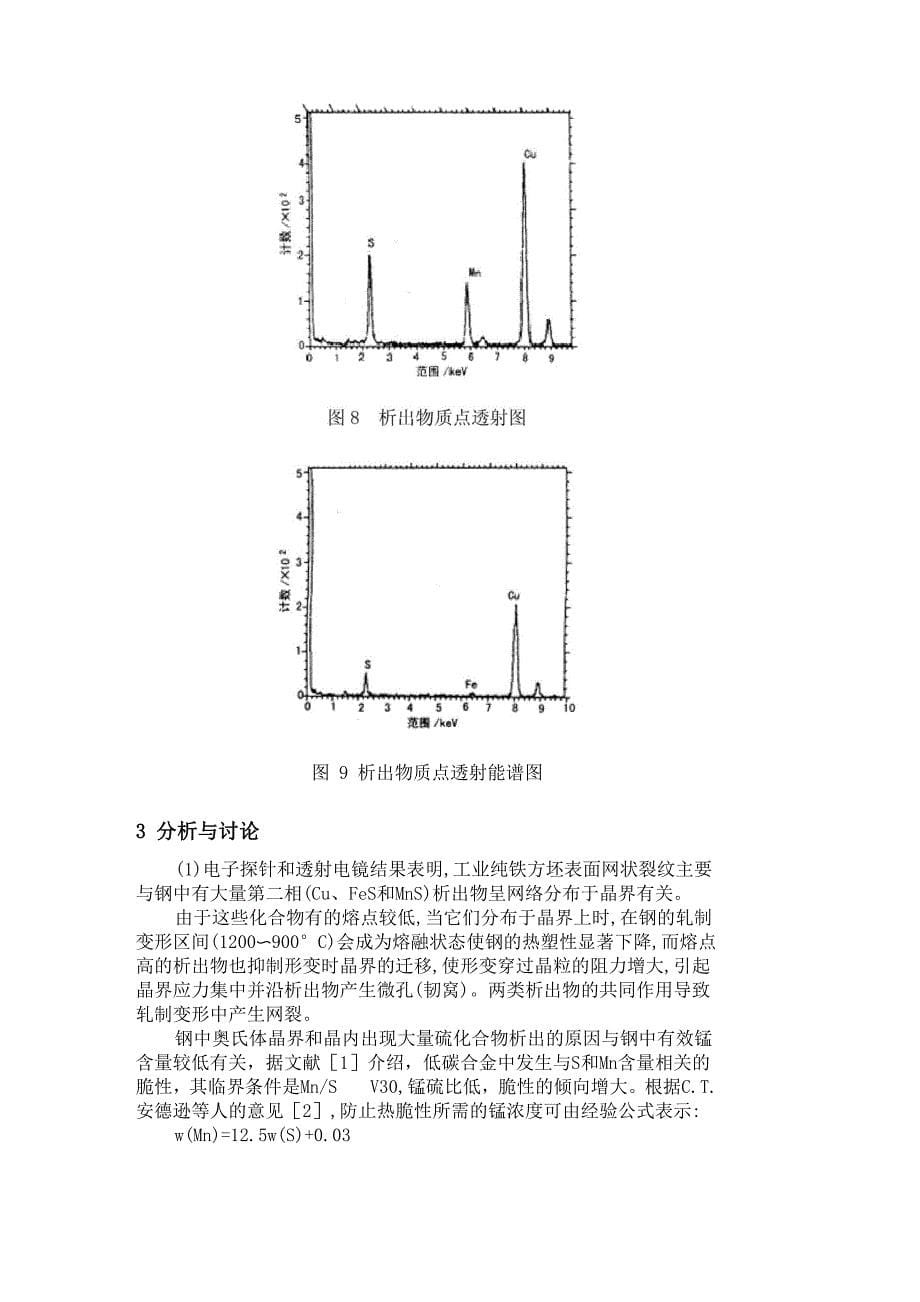 工业纯铁方坯表面裂纹形成原因的分析_第5页