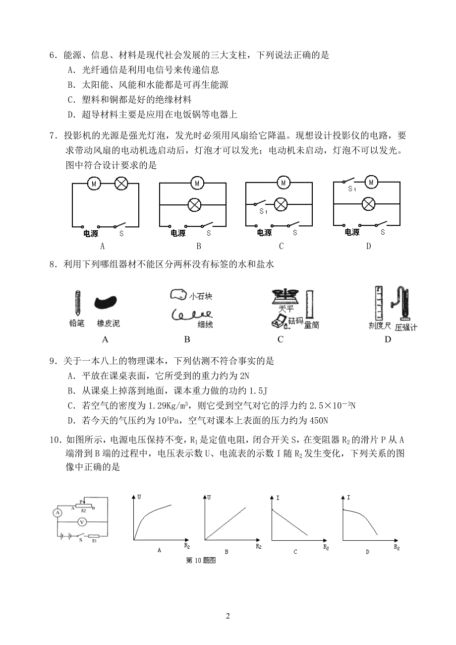 2015年南通市崇川区中考二模物理试卷.doc_第2页