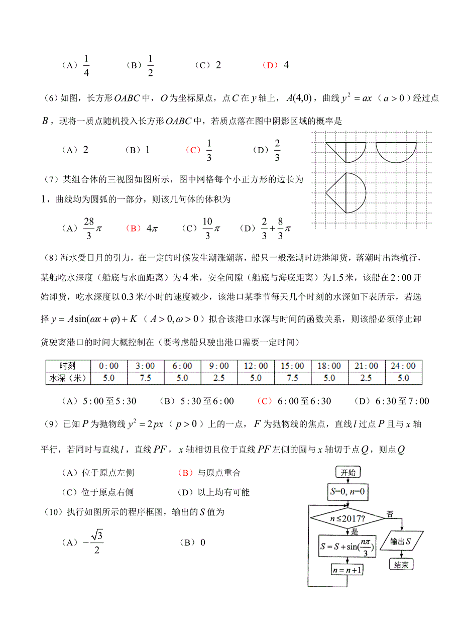 福建省泉州市高三高考考前适应性模拟卷三数学理试卷及答案_第2页