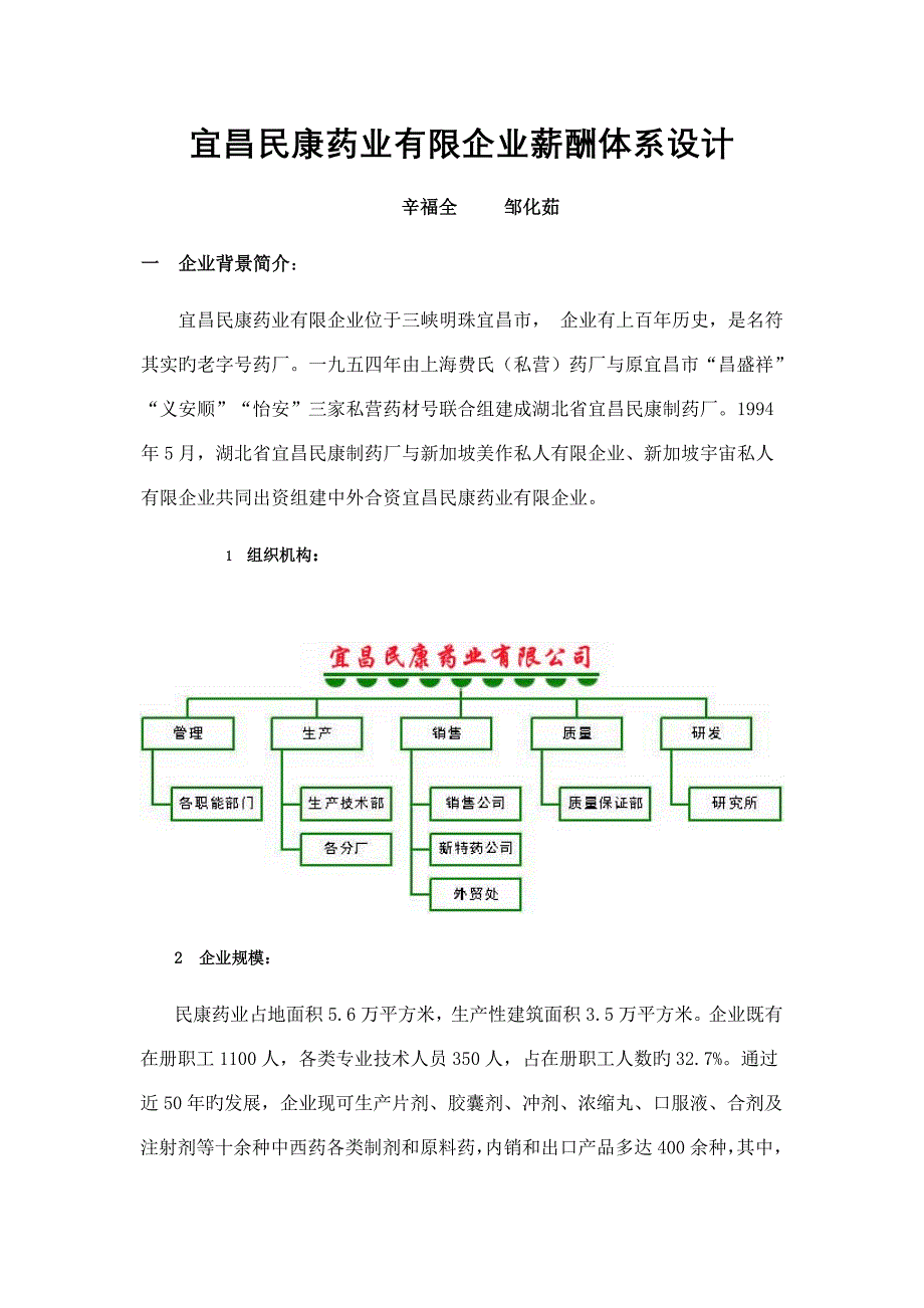 药业有限公司薪酬体系设计.doc_第1页