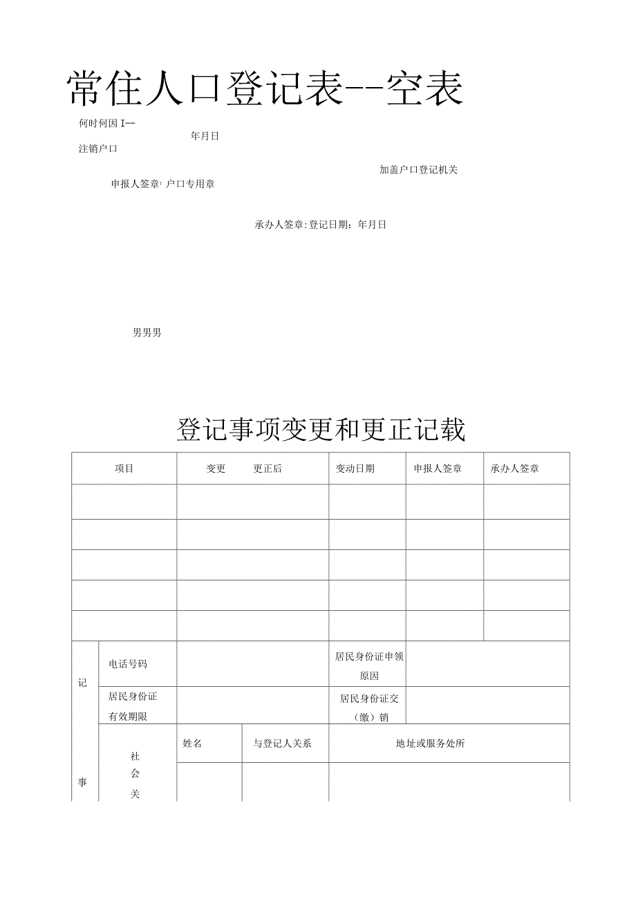 常住人口登记表--空表_第2页