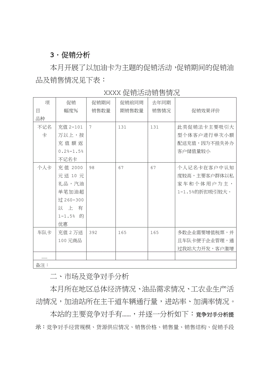 加油站月度经营分析模板_第2页