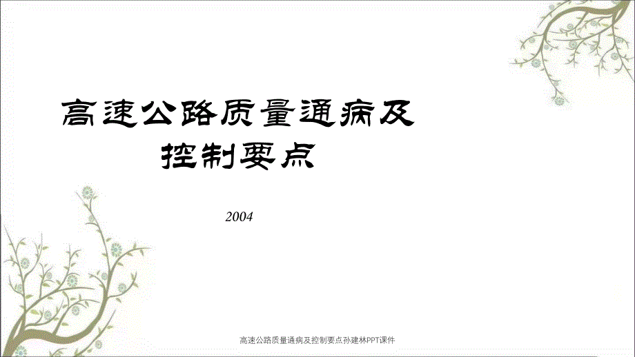 高速公路质量通病及控制要点孙建林PPT课件_第1页