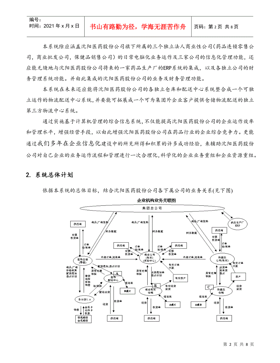 医药股份有限公司总体发展方案_第2页