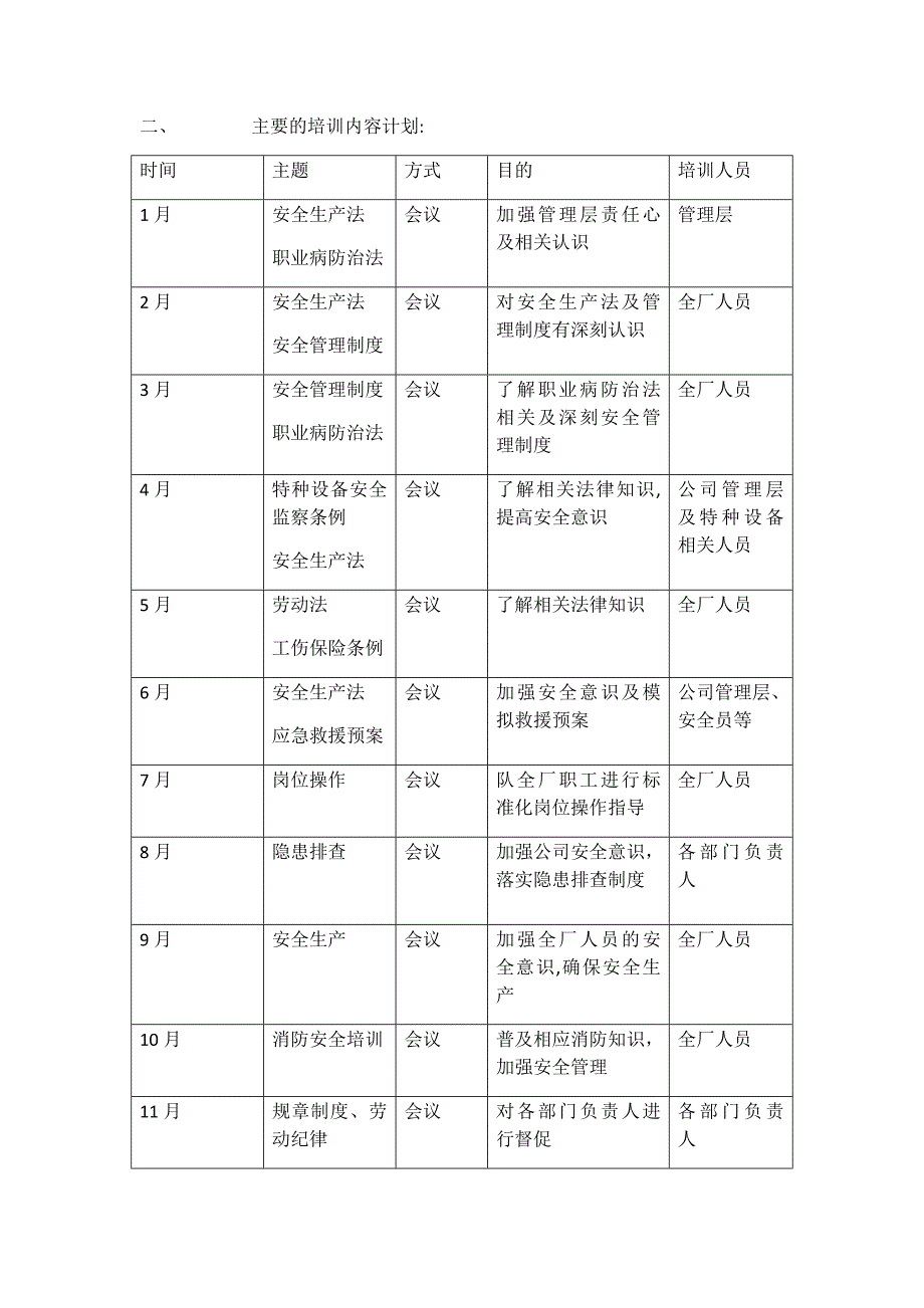 安全生产培训计划_第2页