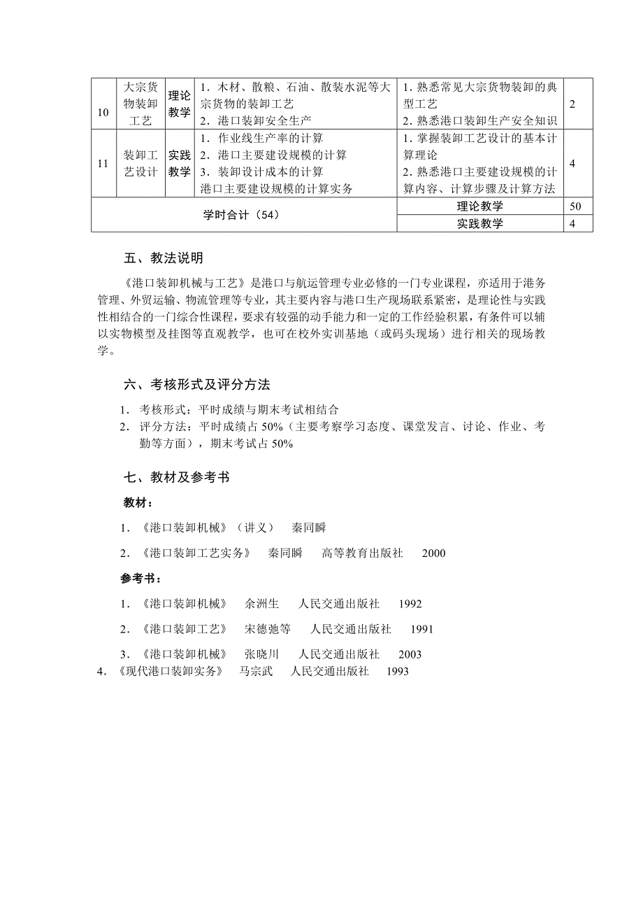 港口装卸机械与工艺教学大纲_第3页