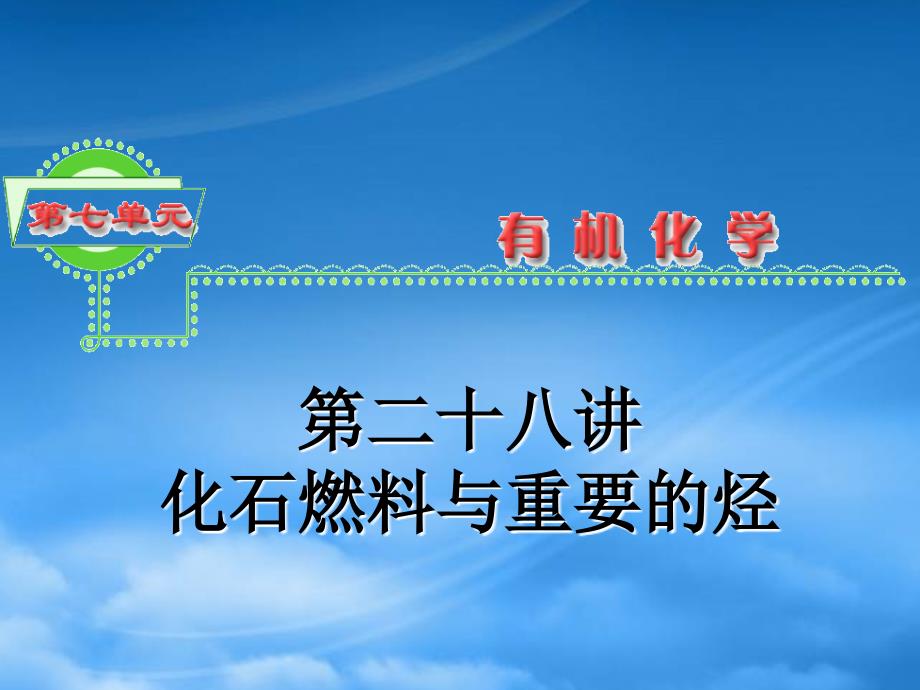 浙江省高三化学第7单元28讲化石燃料与重要的烃课件新人教_第1页