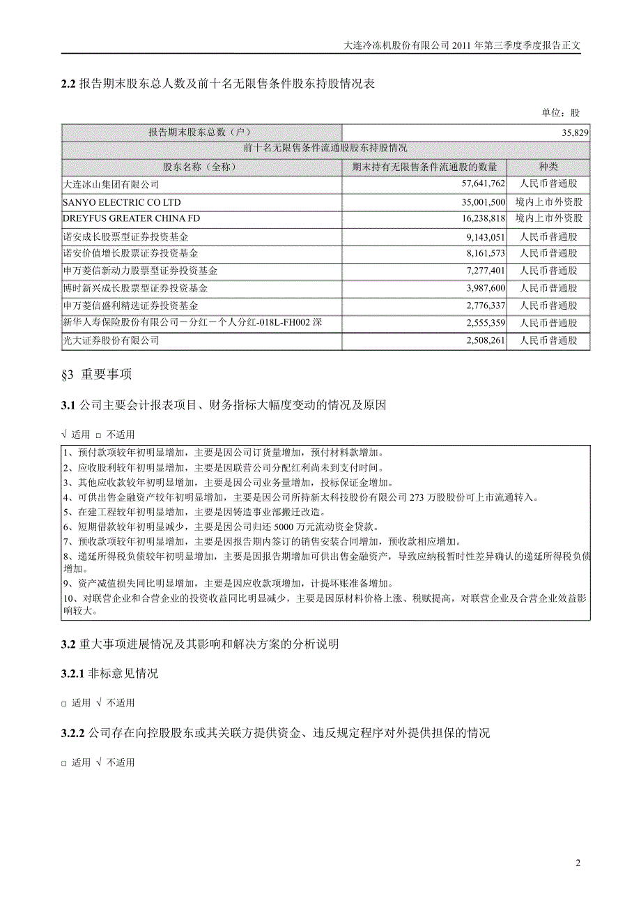 大冷股份：第三季度报告正文_第2页