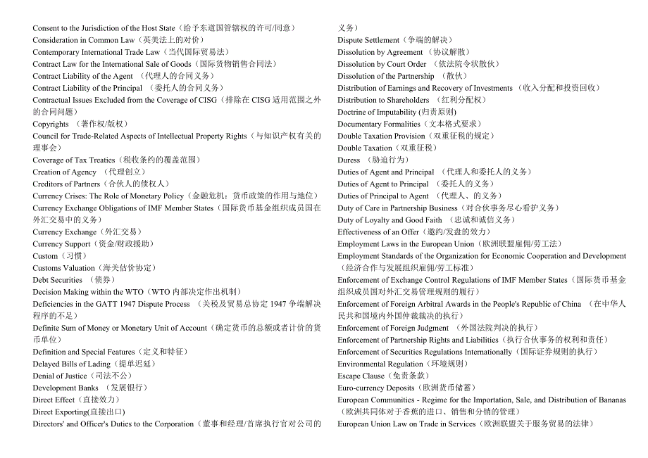 国际商法专业词汇中英文对照表_第2页