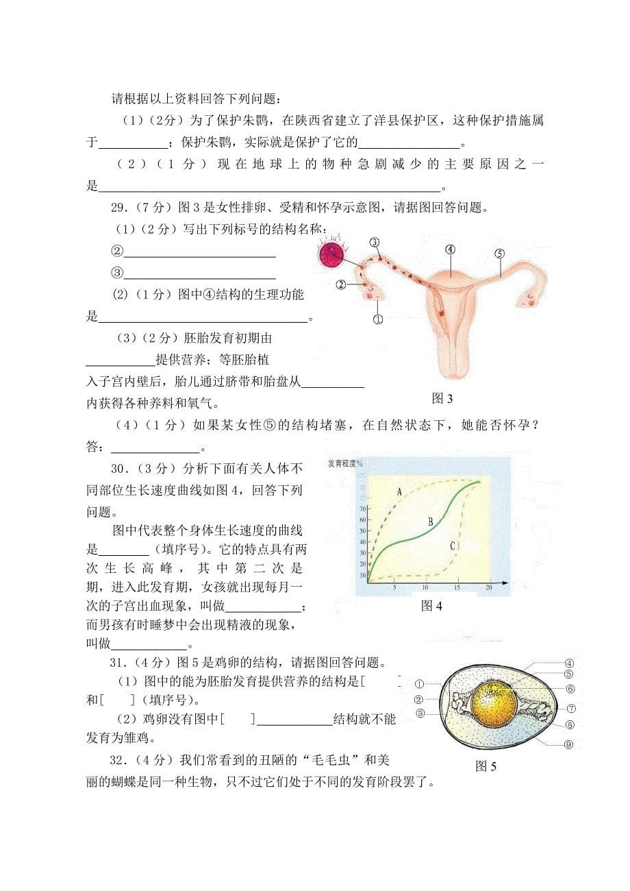 生物学（八年级上册）测试题.doc_第5页