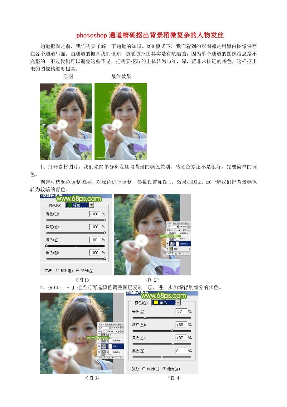 (精品)photoshop通道精确抠出背景稍微复杂的人物发丝_第1页