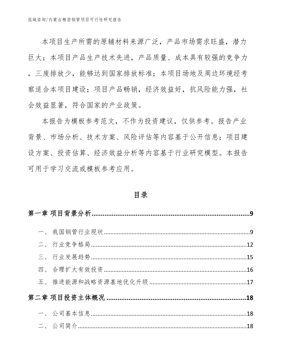内蒙古精密钢管项目可行性研究报告范文模板_第2页