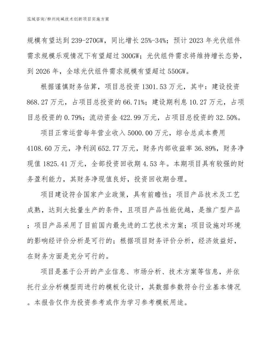 柳州纯碱技术创新项目实施方案【模板】_第5页