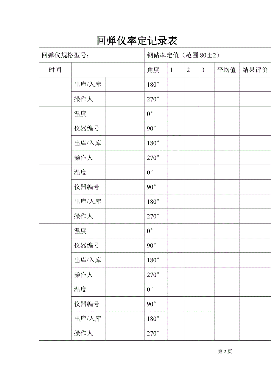 回弹仪率定校验记录表_第2页