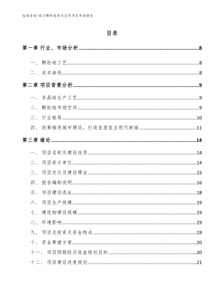 临沂颗粒硅技术应用项目申请报告【参考范文】_第1页