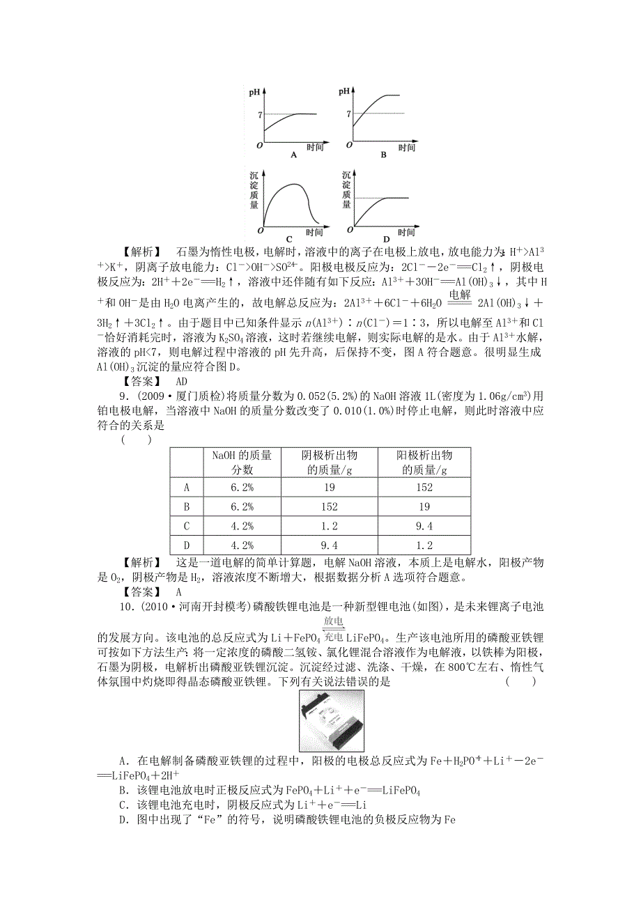 2011年高考化学复习 第十一章 电化学训练_第3页