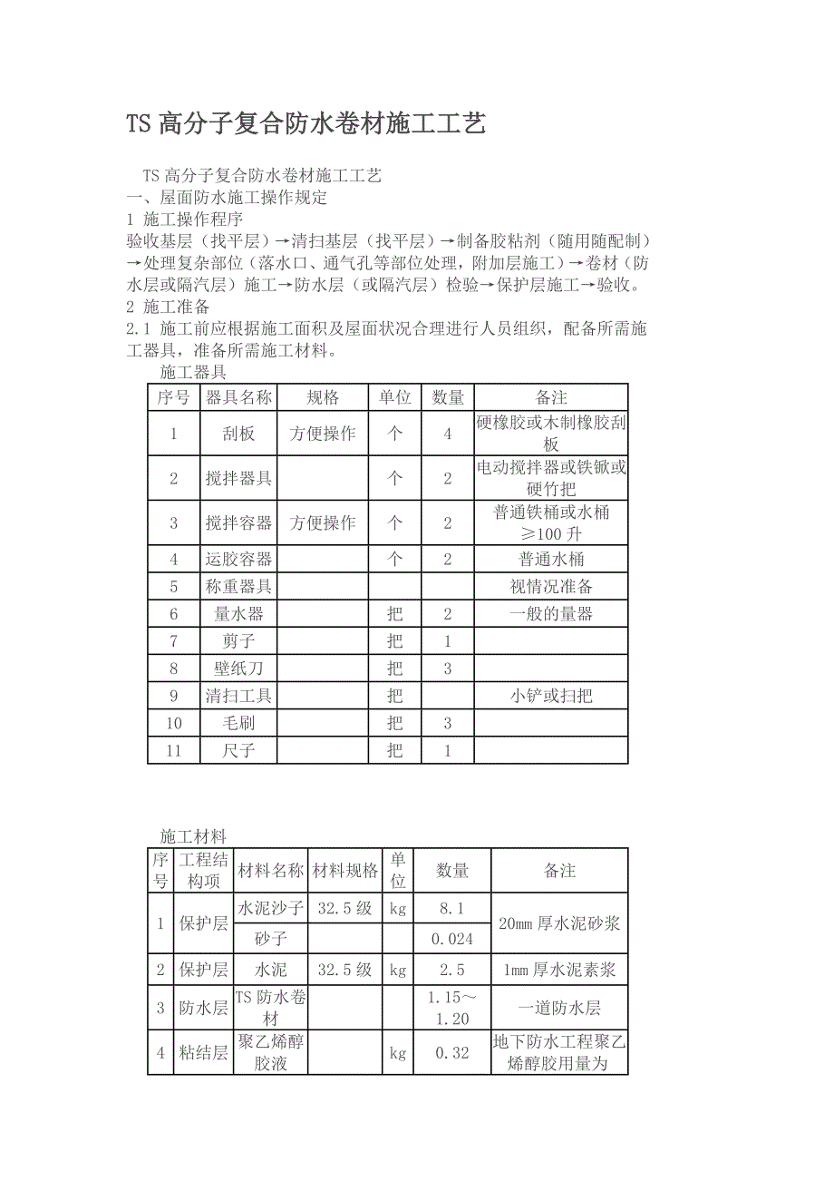 TS高分子复合防水卷材施工工艺.doc_第1页