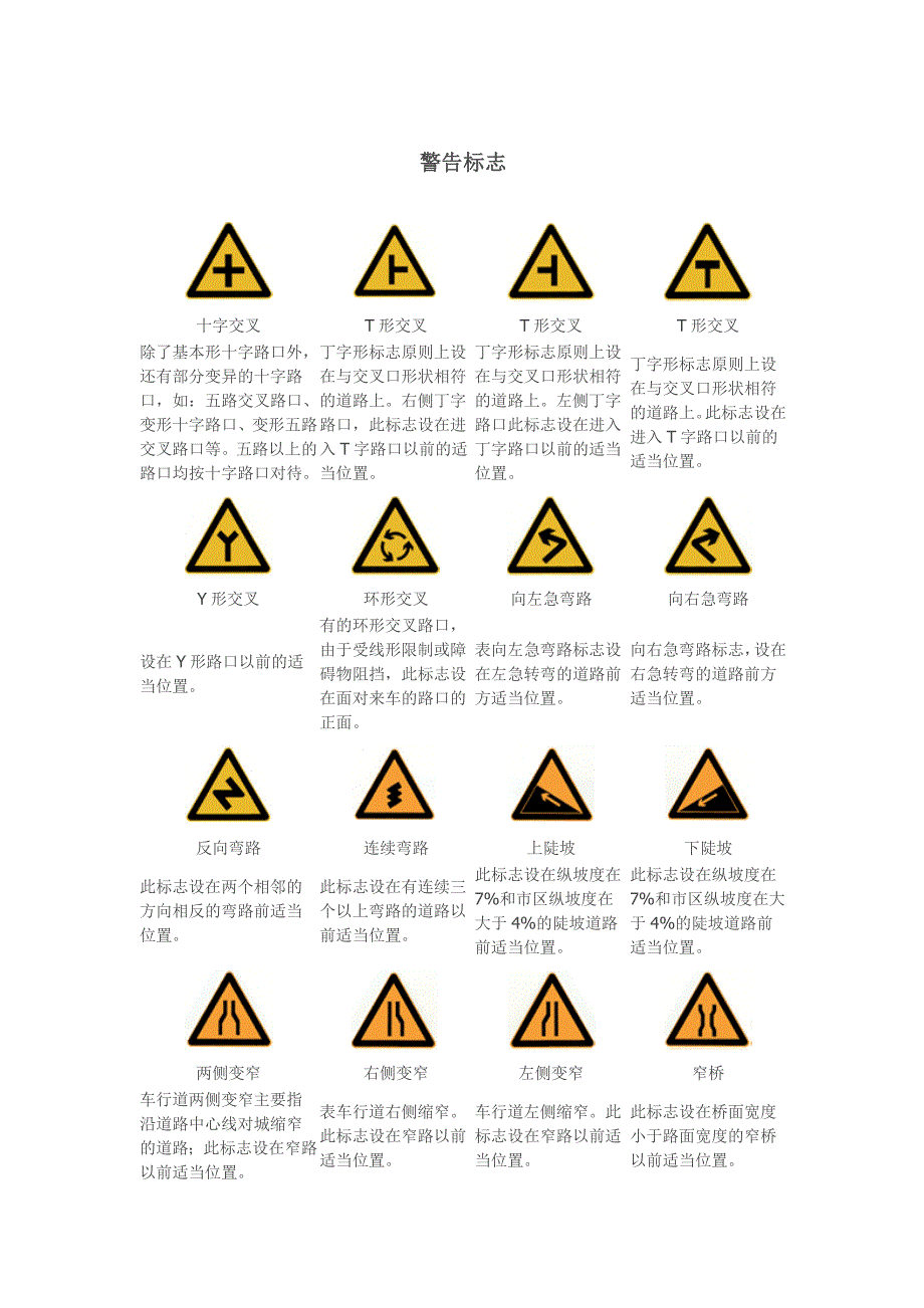 常用的交通标志_第1页