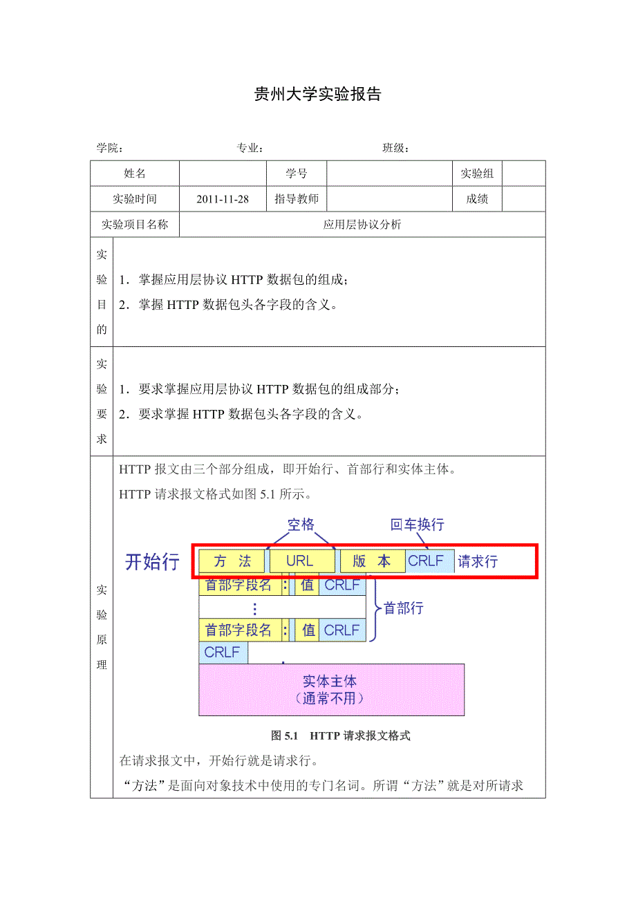 计算机网络第5次实验 应用层协议分析_第1页