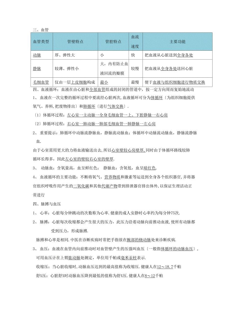 浙教版科学九年级上(新)第4章-代谢与平衡-复习提纲_第5页