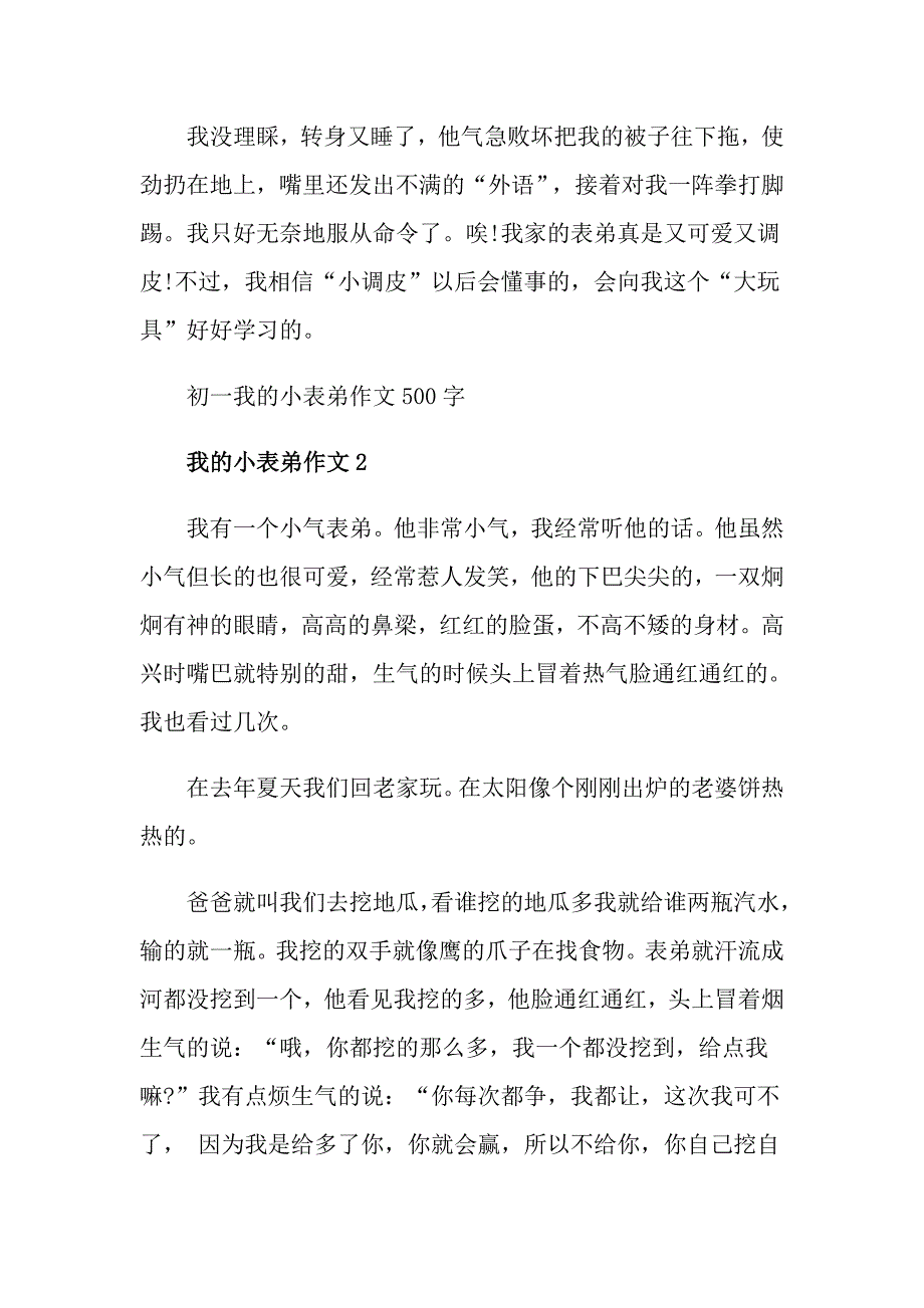 初一我的小表弟作文500字_第2页