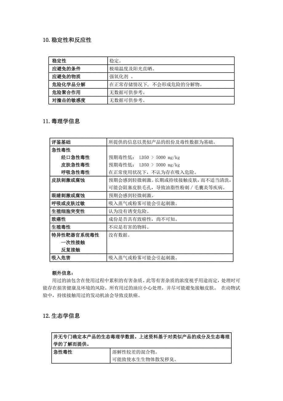 320_导热油安全技术说明书(_第5页