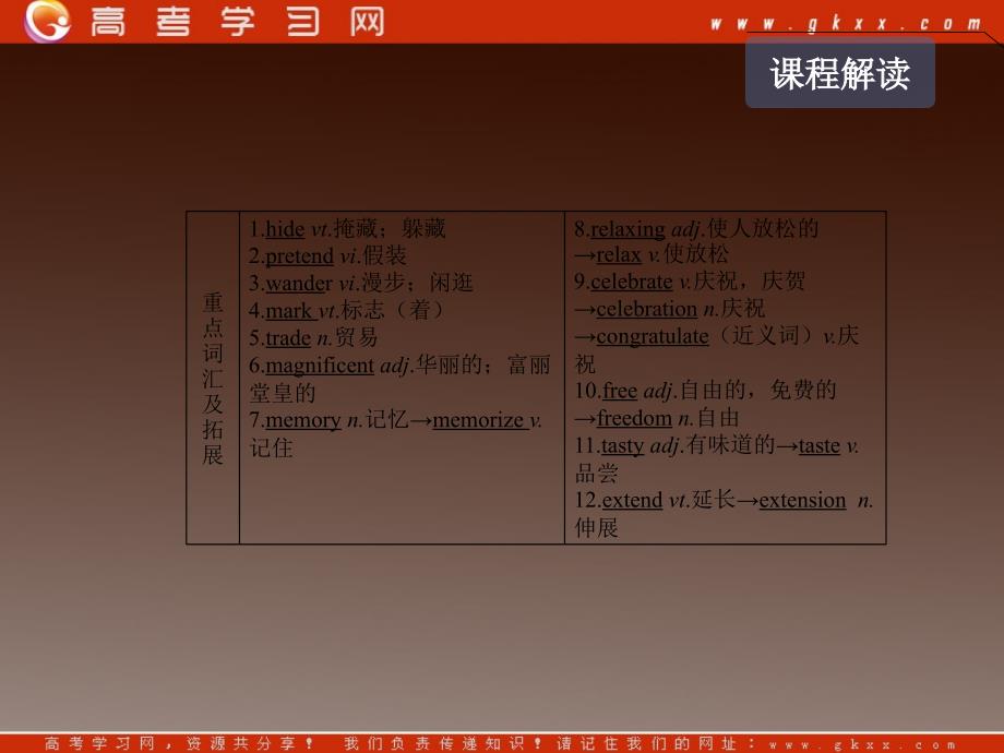 高考英语一轮复习精品课件《Module 4 Carnival》（外研版必修5）_第3页