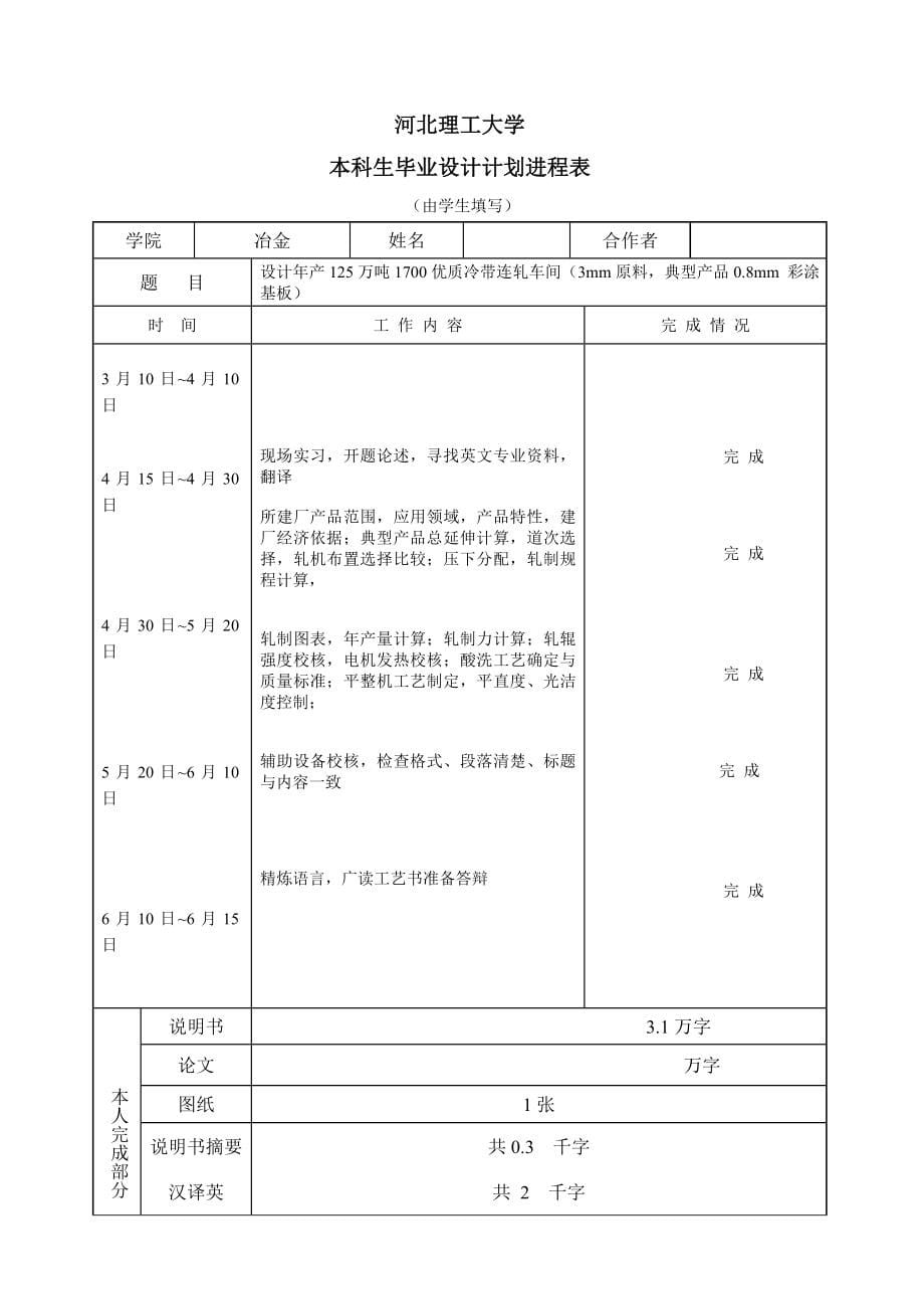 毕业设计论文年产125万吨1700冷轧带钢车间设计_第5页