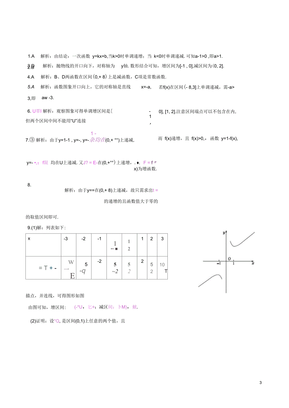 【四维备课】高中数学1.3.1第1课时函数的单调性课时练案新人教A版必修1_第3页