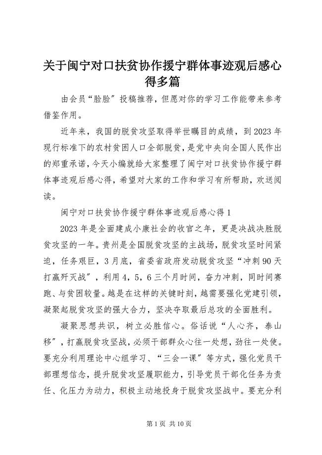 2023年关于闽宁对口扶贫协作援宁群体事迹观后感心得多篇.docx