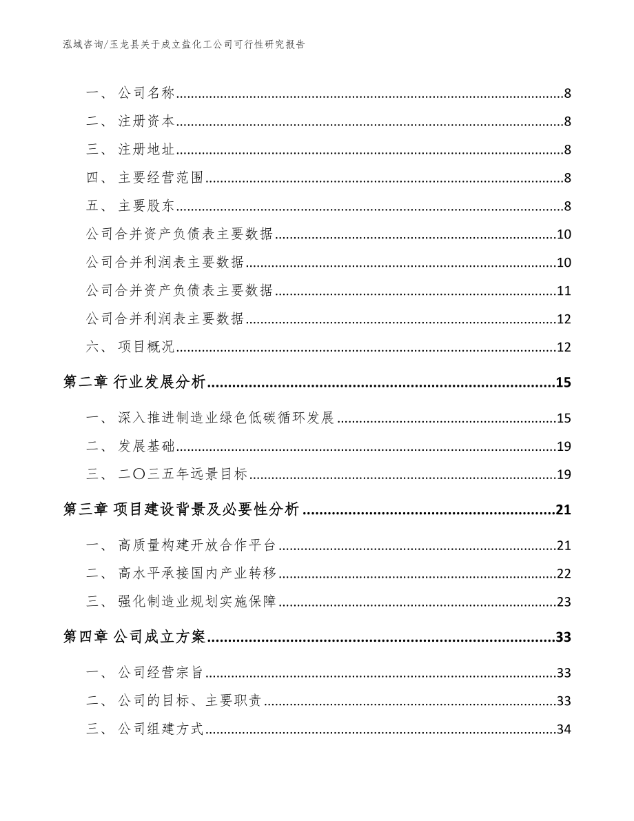 玉龙县关于成立盐化工公司可行性研究报告范文参考_第3页