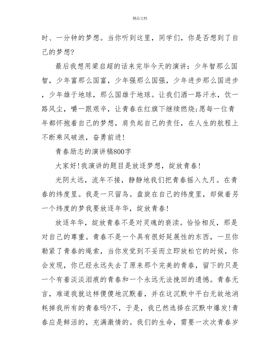 青春励志主题演讲稿800字3分钟精选大全_第4页