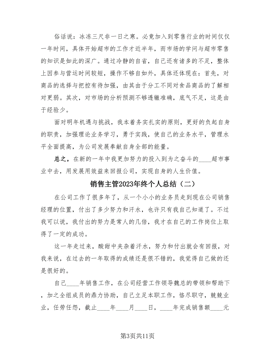 销售主管2023年终个人总结（4篇）.doc_第3页