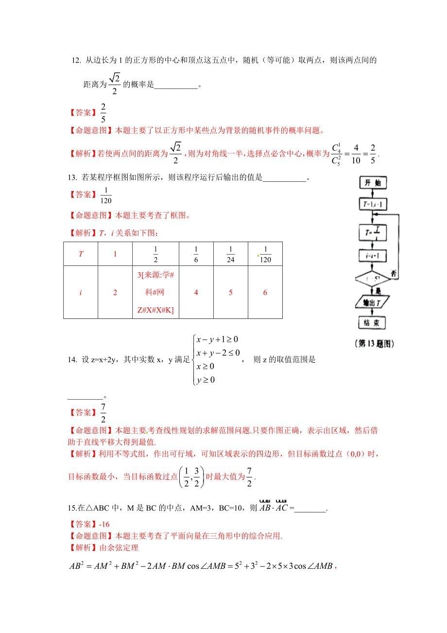 2012年浙江高考试题（文数word解析版）.doc_第5页